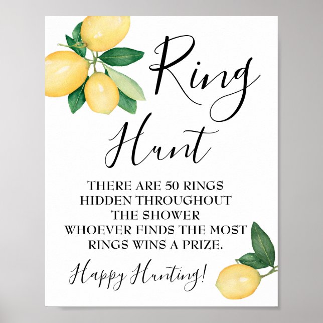 Póster Signo de juego Ring Hunt Lemons Bridal Shower (Frente)