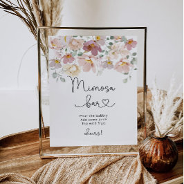 Póster signo de la barra de mimosa de flores silvestres m