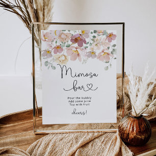 Póster signo de la barra de mimosa de flores silvestres m