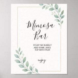Póster signo de la barra de mimosa de la ducha de novia e