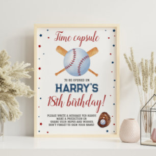 Póster Signo de la cápsula del cumpleaños de béisbol