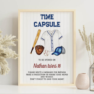 Póster Signo de la cápsula del cumpleaños de béisbol