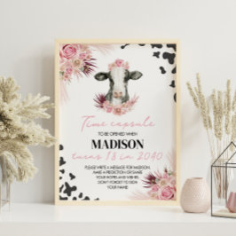 Póster Signo de la cápsula del cumpleaños de la vaca de g