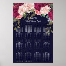 Póster signo de la gráfica de asiento del boda rosa burgu