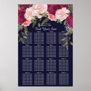 Póster signo de la gráfica de asiento del boda rosa burgu
