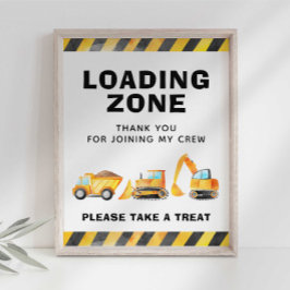 Póster Signo de la zona de carga del camión de construcci