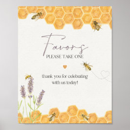 Póster signo de los favores de ducha de abeja miel