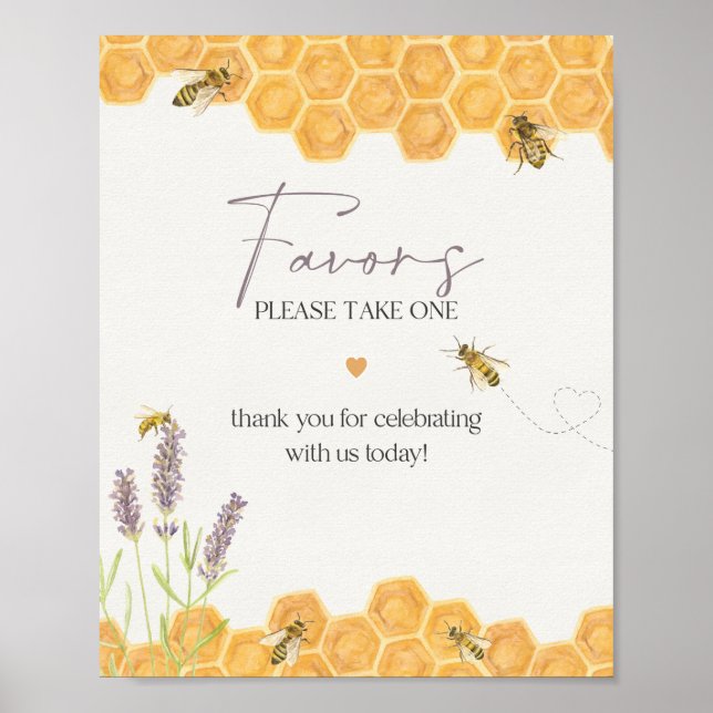 Póster signo de los favores de ducha de abeja miel (Frente)