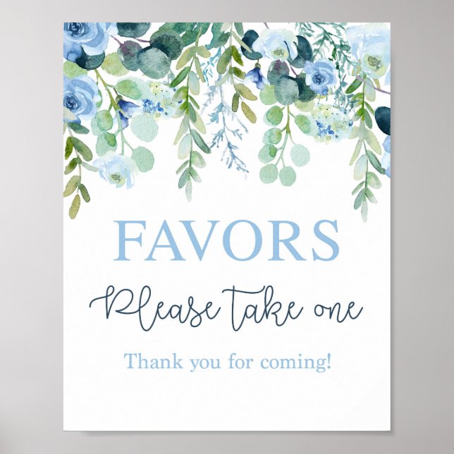 Póster Signo de los Favoritos florales azules (Frente)