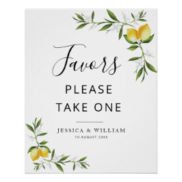 Póster signo de los limones acuarelas y de la vegetación 