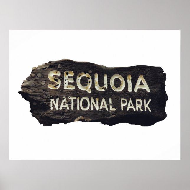 Póster Signo de madera del Parque Nacional Sequoia (Frente)