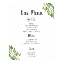 Signo de menú BAR | verde bar boda botánico