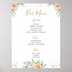 Póster Signo de menú BAR verde bar boda botánico
