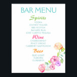 Póster Signo de menú de barras - flores acuáticas de fies<br><div class="desc">Elegante signo de boda con una adorable decoración de flores acuáticas en el fondo.</div>