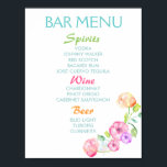 Póster Signo de menú de barras - flores acuáticas de fies<br><div class="desc">Elegante signo de boda con una adorable decoración de flores acuáticas en el fondo.</div>