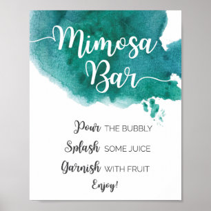 Póster Signo de Mimosa Bar color de agua verde oscuro