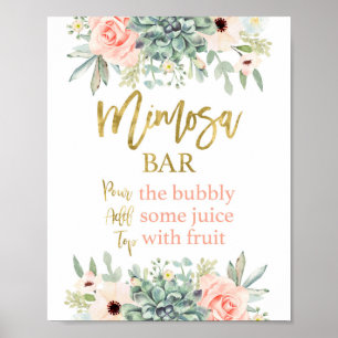 Póster Signo de mimosa, señalización floral suculenta