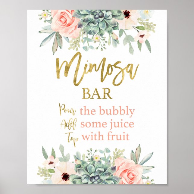Póster Signo de mimosa, señalización floral suculenta (Frente)
