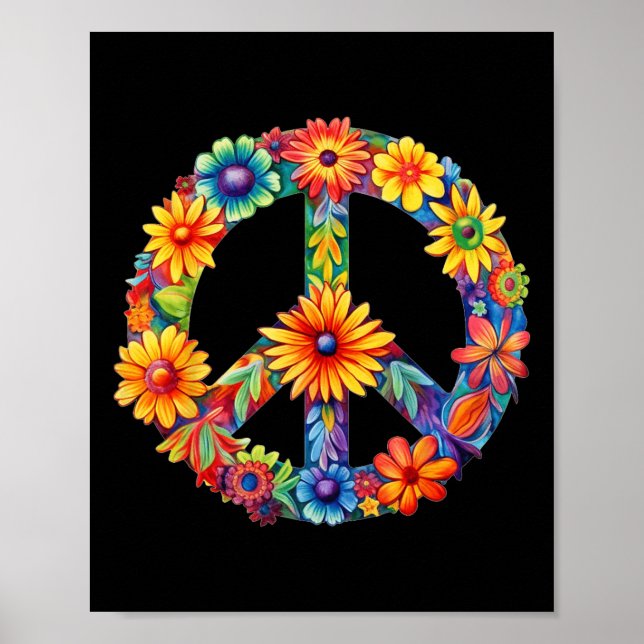 Póster Signo de paz Amor 60's 70 Groovy Hippie Costume Ha (Frente)