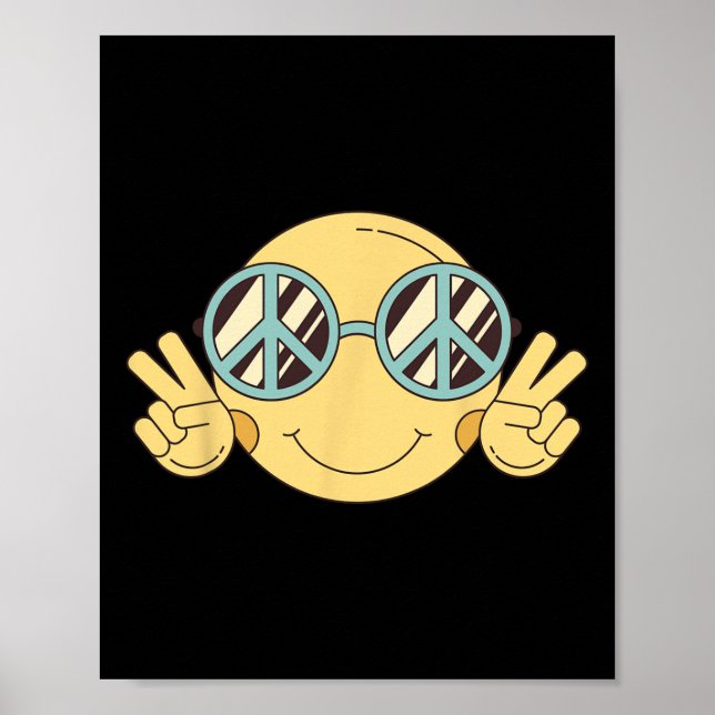 Póster Signo de paz Amor 60's 70 Groovy Hippie Costume Ha (Frente)