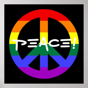 Póster Signo de paz arcoiris