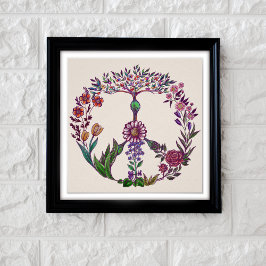 Póster Signo de paz Boho elegante Girly Cute floral Bonit
