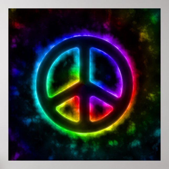 Póster Signo de paz brillante arcoiris Poster (Frente)