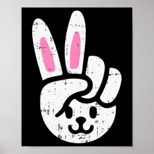 Póster Signo de paz conejo de Pascua Fun Rabbit Spring Ho