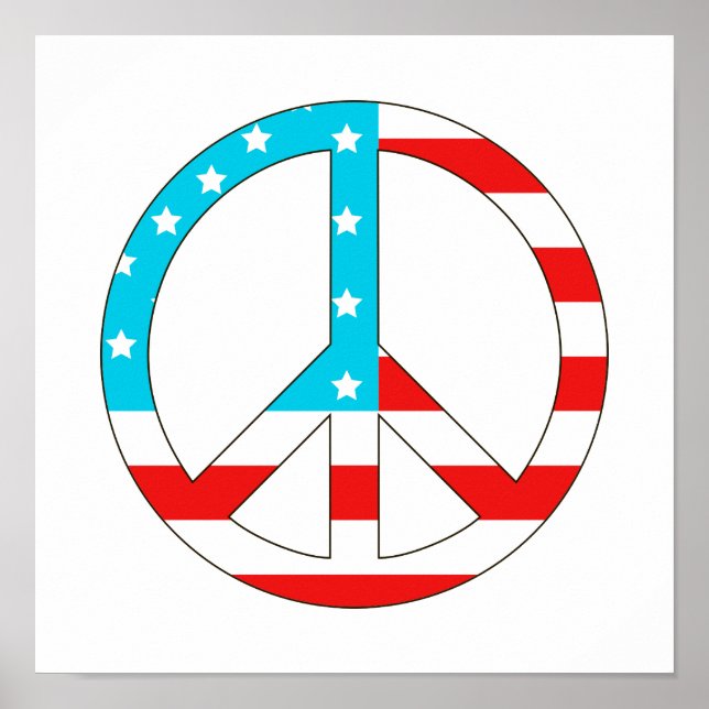 Póster Signo de paz de bandera estadounidense (Frente)