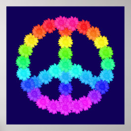 Póster Signo de paz de flor de arcoiris Poster