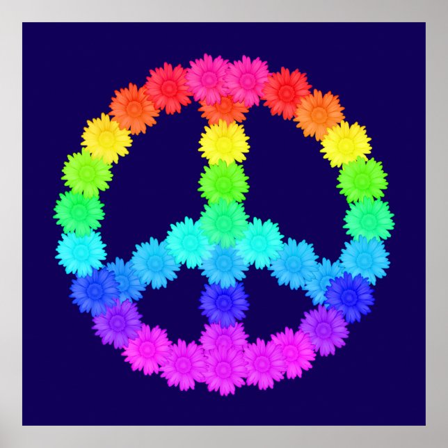 Póster Signo de paz de flor de arcoiris Poster (Frente)