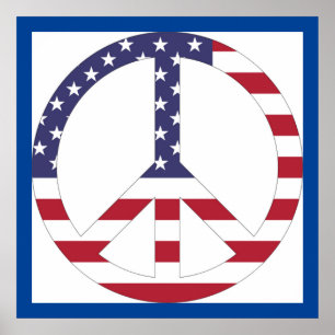 PÓSTER SIGNO DE PAZ DE LA BANDERA ESTADOUNIDENSE
