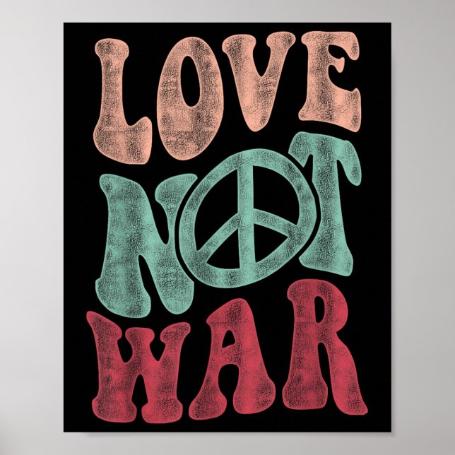 Póster Signo de paz de Love Not War Groovy (Frente)