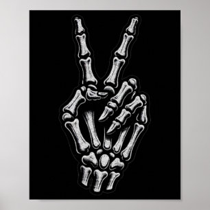 Póster Signo de paz de mano de esqueleto Hueso 1