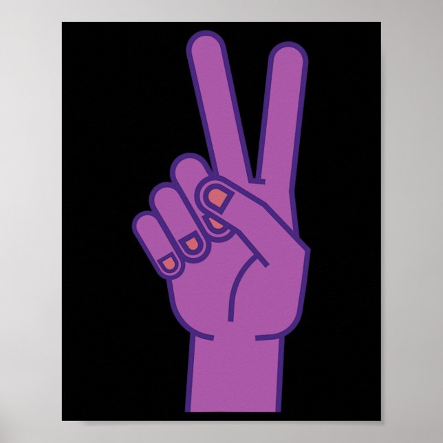 Póster Signo de paz de mano púrpura para amor (Frente)