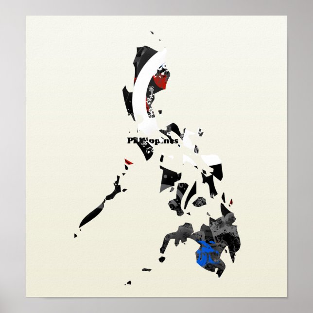 Póster Signo de paz de moda en Filipinas con mapa filipin (Frente)