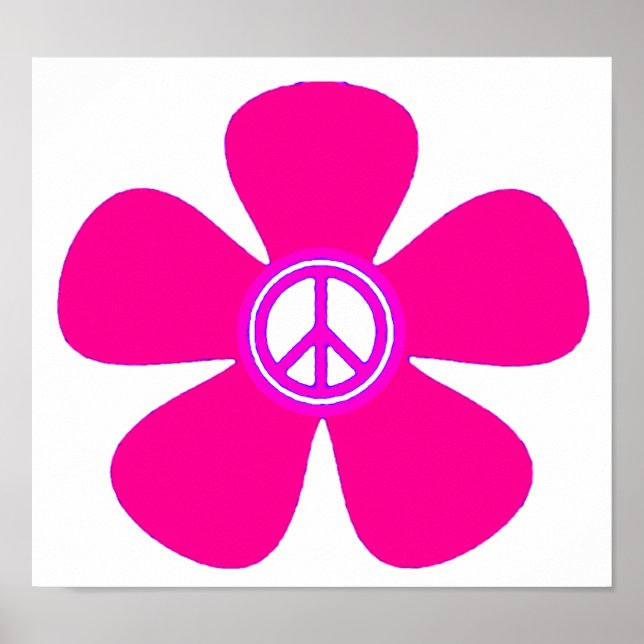 Póster Signo de paz de poder de flor (Frente)