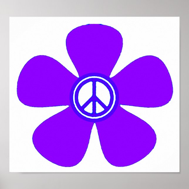 Póster Signo de paz de poder de flor (Frente)