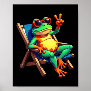 Póster Signo de paz de rana Verano de sol