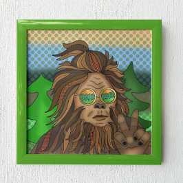 Póster Signo de paz de Sasquatch | Retro Bigfoot