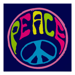 Póster Signo de paz Estilo hippie psicodélico