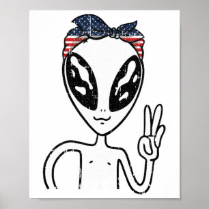 Póster Signo De Paz Extranjera 4 De Julio Bandera Estadou