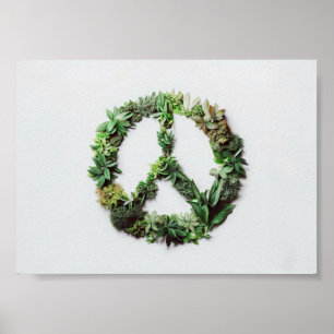 Póster Signo de paz hecho de hojas