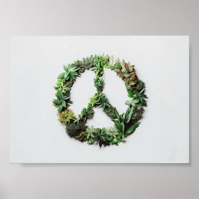 Póster Signo de paz hecho de hojas (Frente)