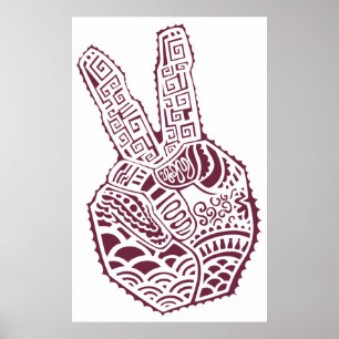 Póster Signo de paz Henna Tat Hand Poster