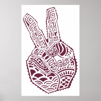Póster Signo de paz Henna Tat Hand Poster