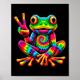 Póster Signo de paz hippie de la rana de tinte