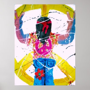 Póster Signo de Paz Hippie Divertido