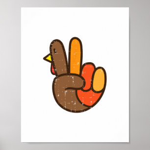 Póster signo de paz mano de turquía fresco agradecimiento
