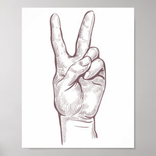 Póster Signo de paz manual victoria de las mujeres paz